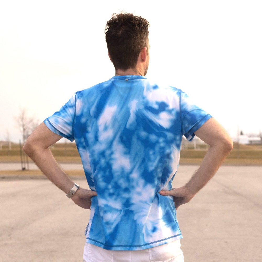 American Eagle AE Outfitters ACTIVE FLEX t-shirt Blue Tie Dye Pattern - LG